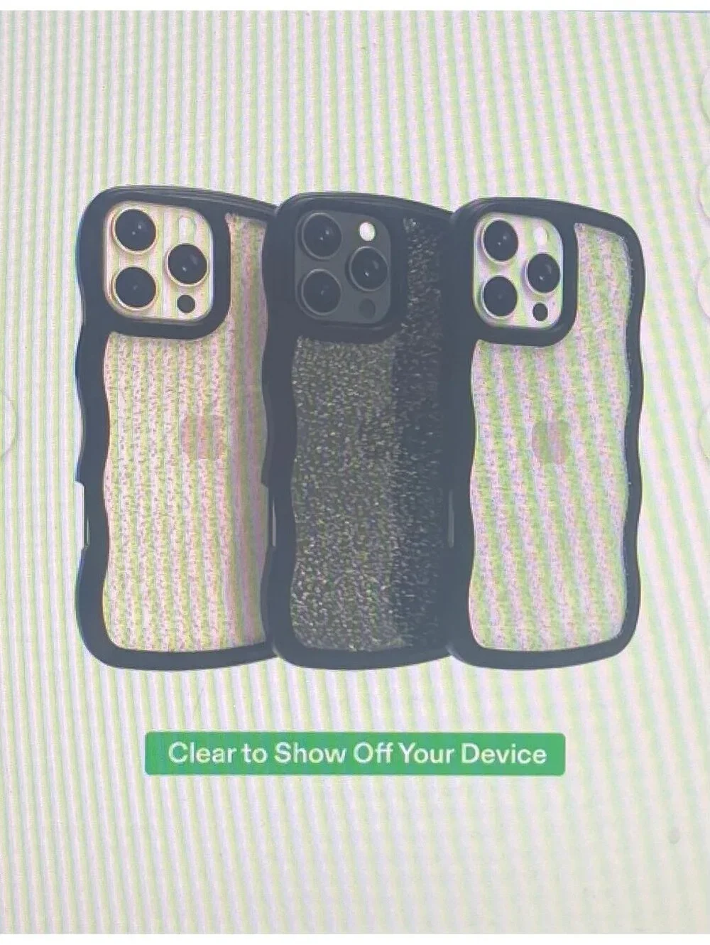Onn Case for iPhone 16 Pro Max Wavy Grip Black/Gold Glitter